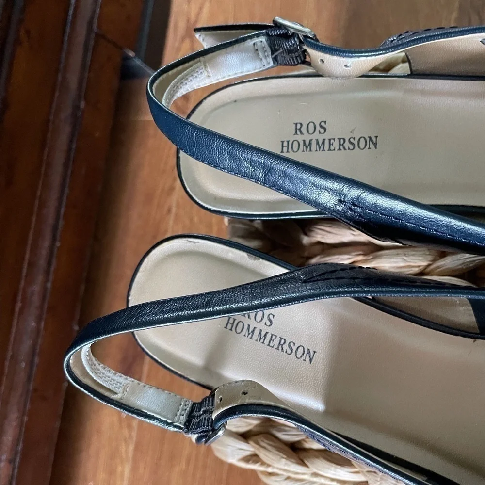 Vintage 90s Ros Hommerson black leather slingback square toe heels in size 8